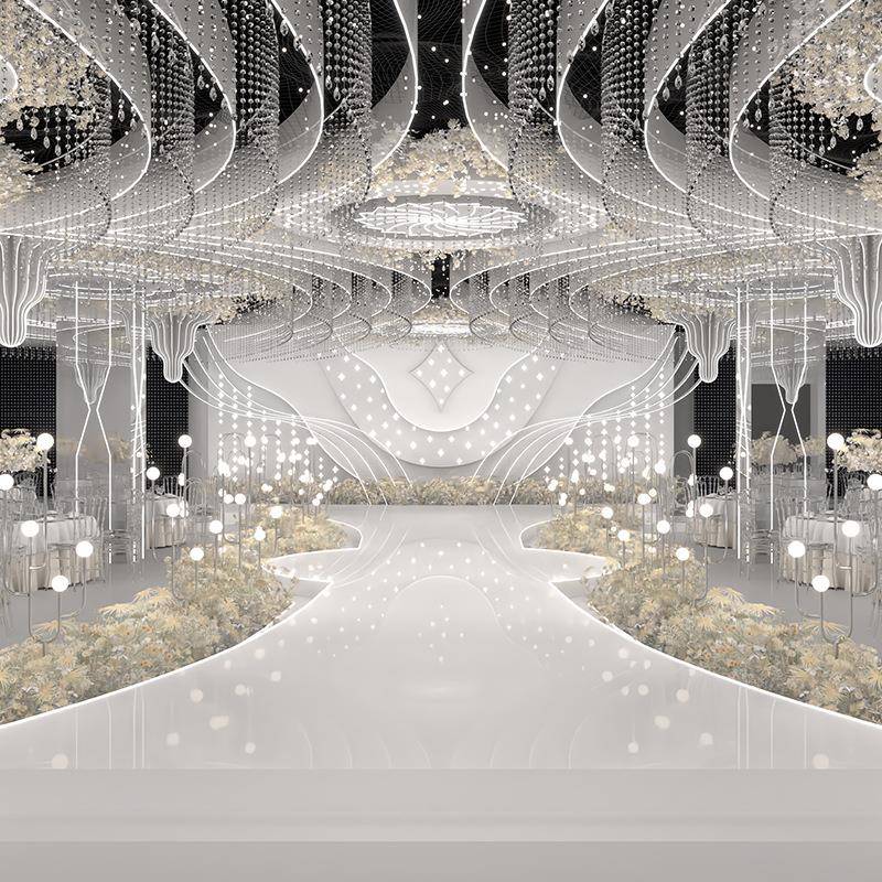香槟金水晶751吊灯星空美浪漫酒店婚宴厅唯装饰灯具大礼型T台婚吊