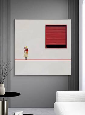 简约现装代红色窗户客厅96232386饰画极玄简板样间卧室床头壁画关
