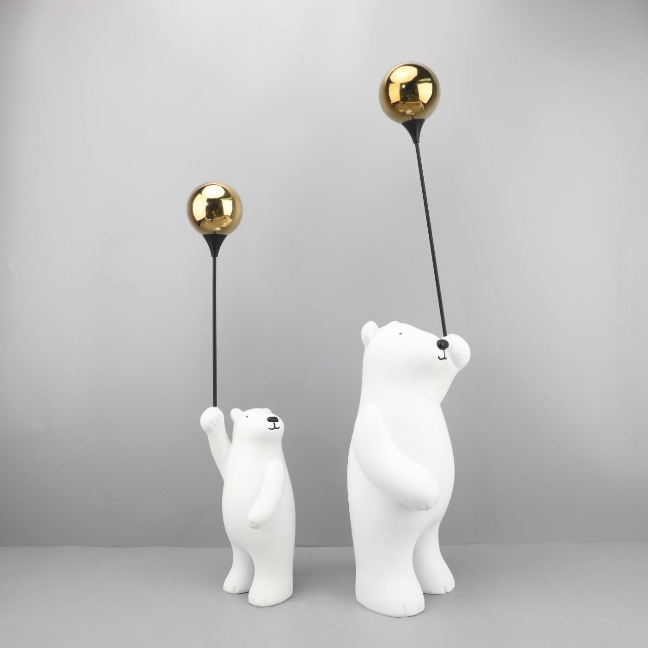 球现代样简约气北极熊树脂摆件电装视柜客厅卧室玄关板房家居MSI