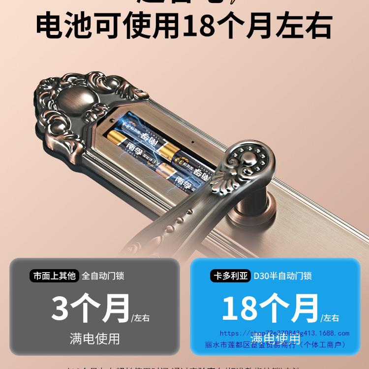 户外别墅指纹电锁复古智能门锁密10042726码防盗子农村门双大开锁