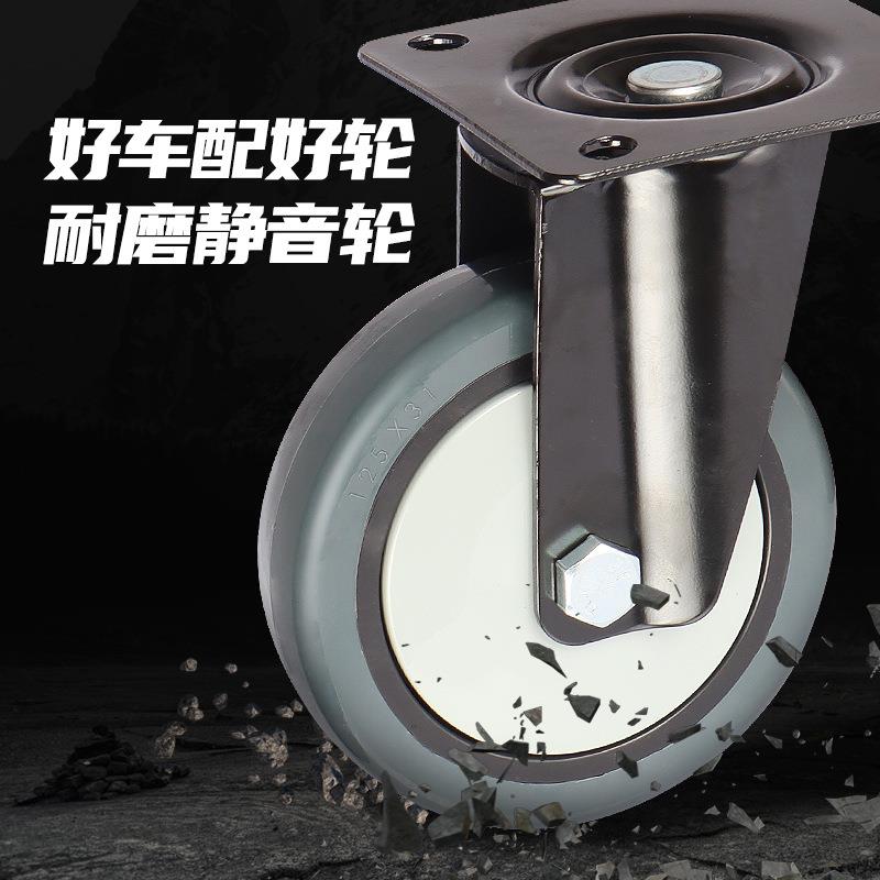 桥胜铁制手推车工具轮小手平拉车静音折叠JS-HT150四搬运车拉货板