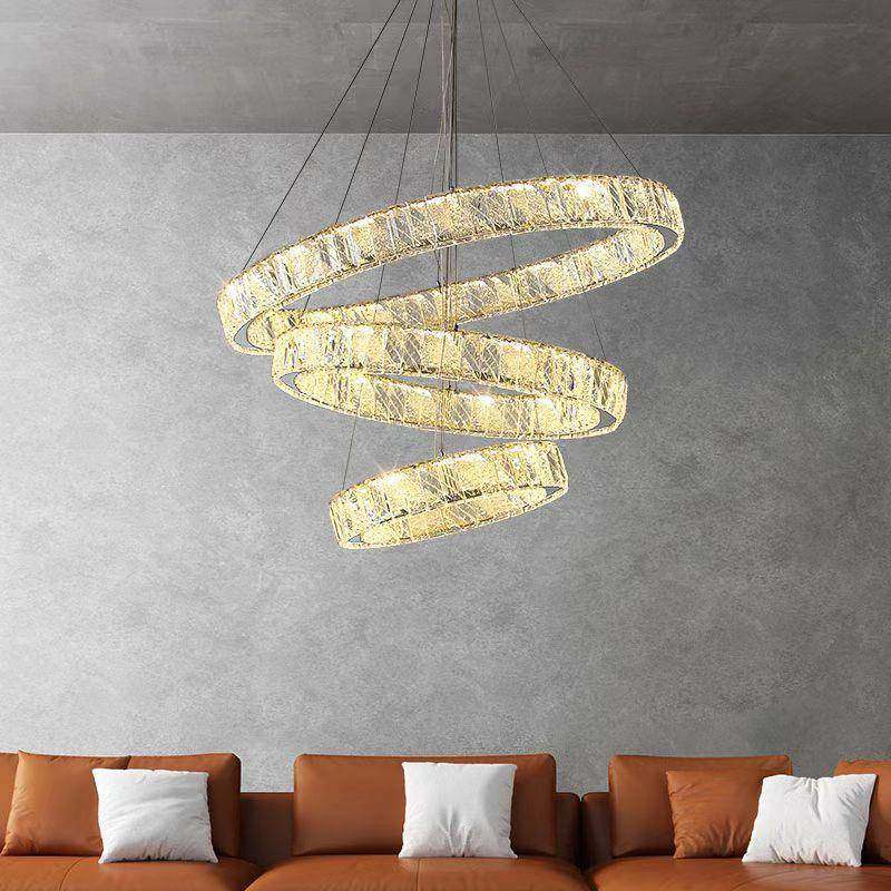 现代简约雪冰山25666晶不水锈钢圈圈吊花灯客梯厅样板房卧室楼复,家装灯饰光源,智能吊灯,淘宝优惠券,粉丝福利购,淘宝优惠卷