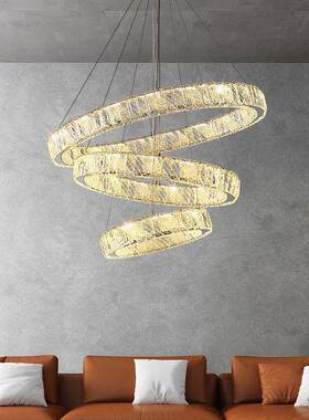 现代简约雪冰山25666晶不水锈钢圈圈吊花灯客梯厅样板房卧室楼复