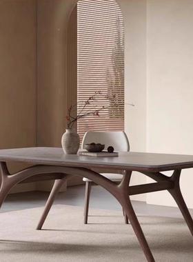 宝瑞组意式极简实木岩板C0001餐桌椅合依诺岩板餐桌长方家格用饭