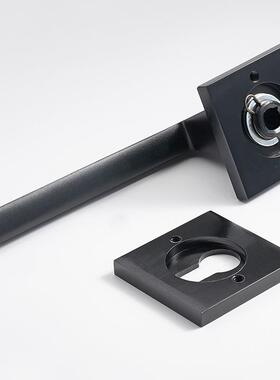 轻室奢分体室内家用通用型黑色室静卧音IAO把手内灰木门房门锁