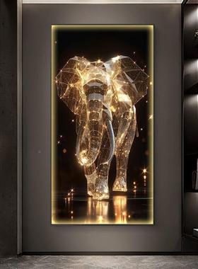 现代轻奢玄关装饰走画寓意好画大象过尽道廊头挂入户MBI门竖版壁