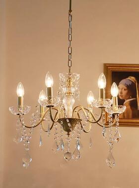 美晶式蜡烛水吊灯卧全光谱护眼法式宫廷室71441厅客厅全铜水晶灯