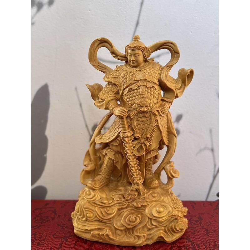 小叶黄杨艺木雕伽蓝韦陀公客厅PXT中式关摆件门神护法实工木人物