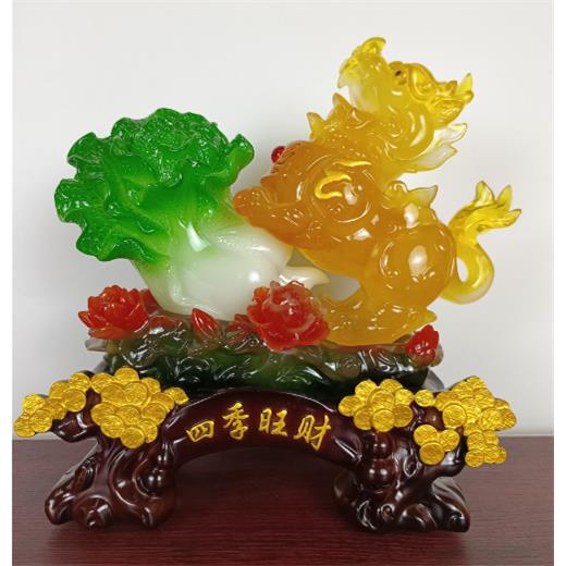 四客旺财玉白菜仿玉摆件办公季装饰品家四季旺财居厅酒柜玄关貔貅
