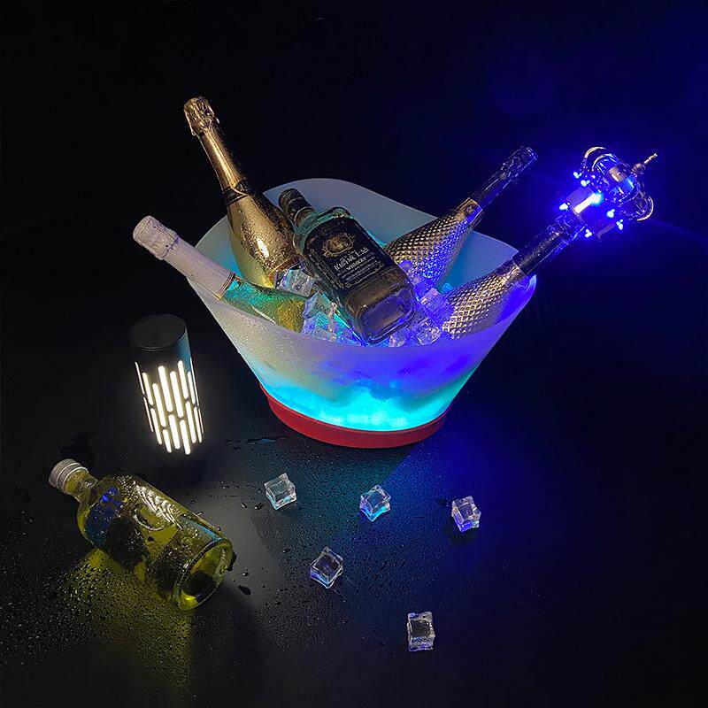 led酒吧酒发光冰桶kt专用高颜值啤酒框香槟透明冰冰纹vYEO块托架