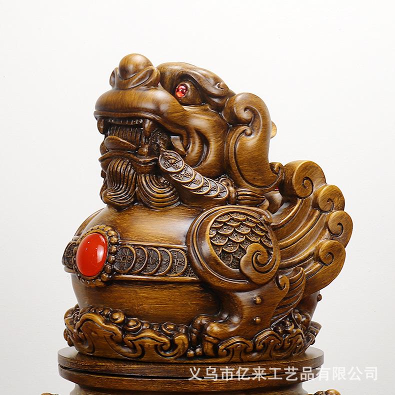 厂家木色聚财貔貅酒树脂室EWZ风水摆件客柜厅办公装饰开业工艺品