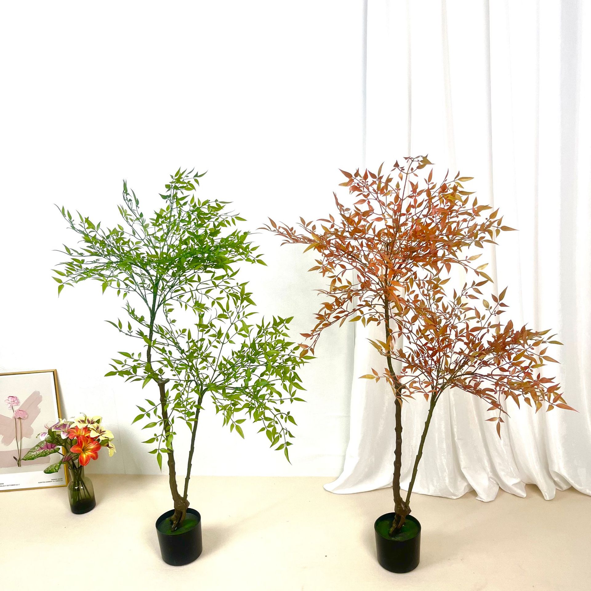 全塑料仿真绿植南天竹 假植物室内 盆栽造景 大型落地家居橱窗装