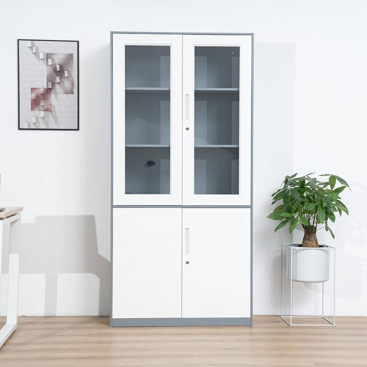 柜钢制装拆文件柜证窄边铁皮柜lk38354更衣柜办公室落地档案矮柜