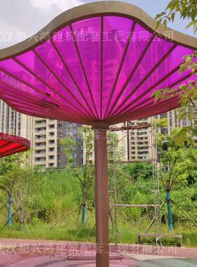 景钢结构棚荷叶公园景区24646休息观廊架异息形钢架雨耐力板膜结