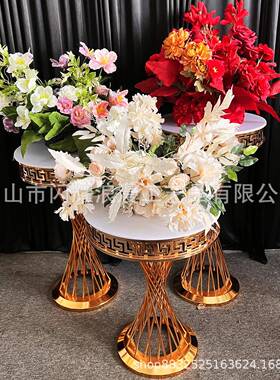 新甜品台庆道具引金色铁艺家居婚器酒店AEJ道具宴会花厅路美陈摆
