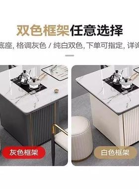 用岩板NCK茶桌一体一茶整代套轻奢现简约家办公室多功能茶台椅泡