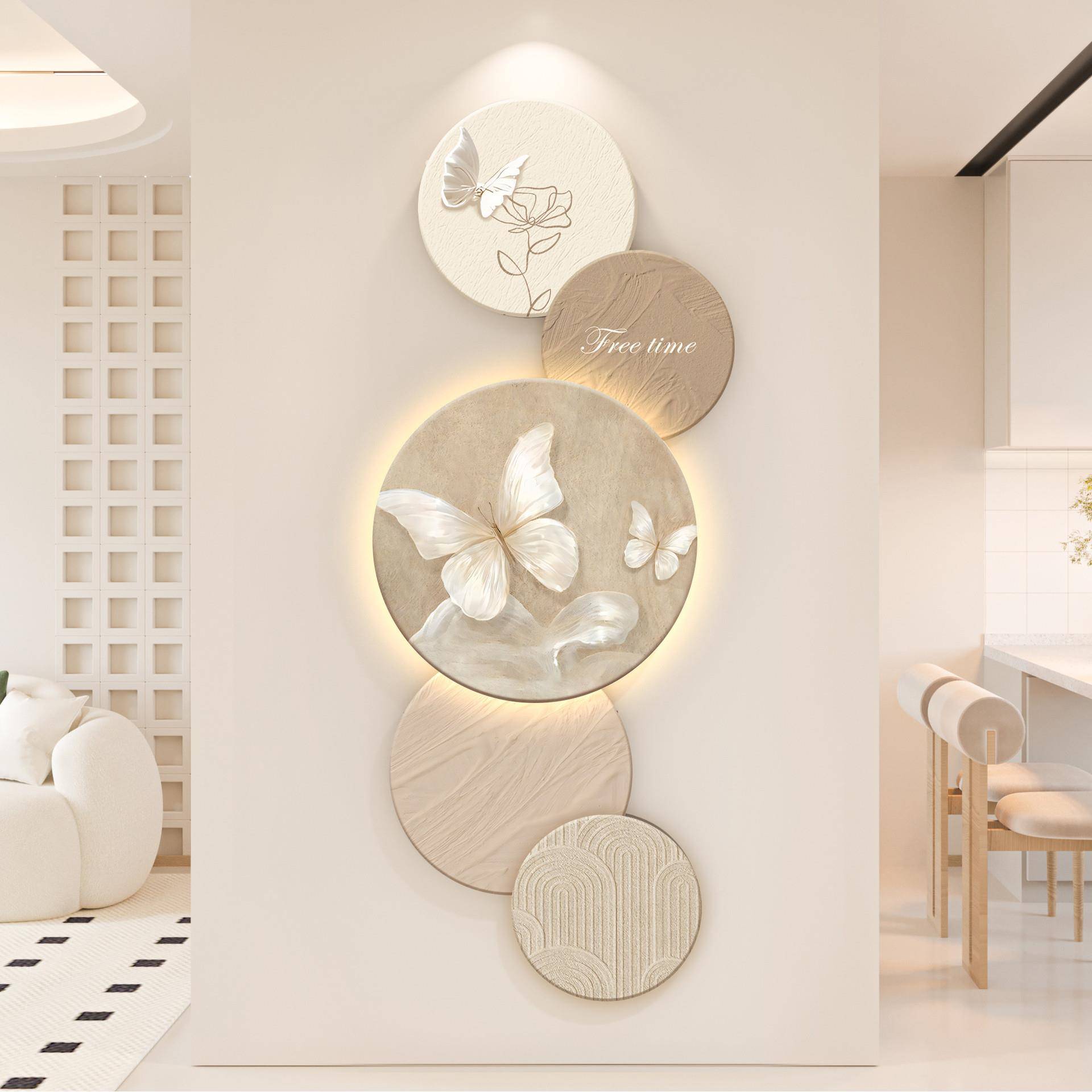 奶廊油风入户玄DK3-P发关装饰画光挂壁灯画走过道高级感壁画