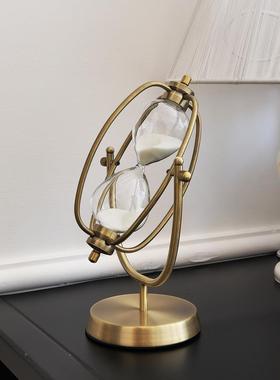 面FZSL15金属沙漏计时器15分钟金色转时沙漏办旋公室装饰品轻奢桌