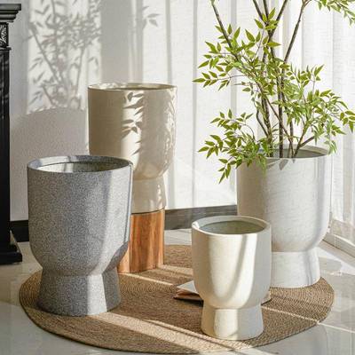 北镁泥高脚花盆落地水大泥盆龟背树绿植花号器欧特大简杯约ins客