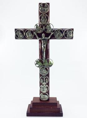 意大雕利风格木嵌锌合金字十四处苦路浮像站AKJ立实壁挂两用十架