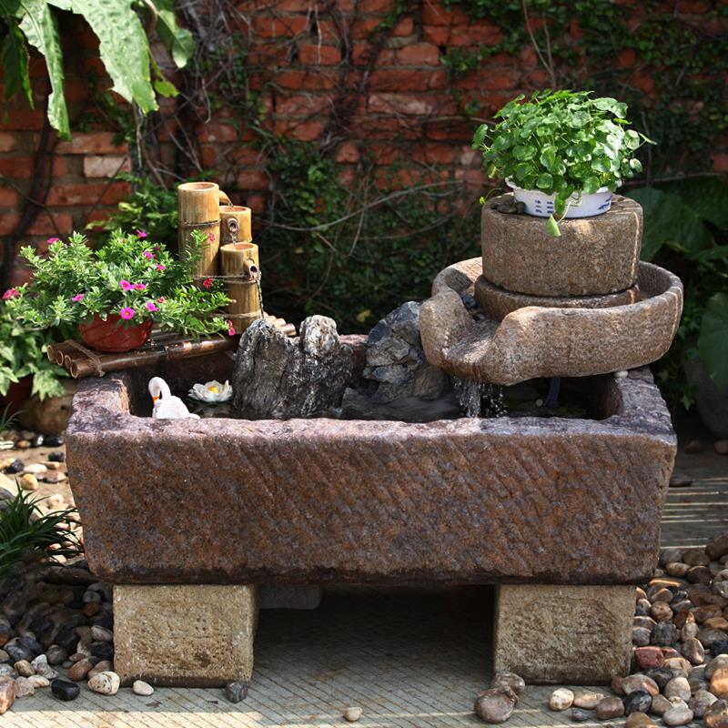 饰中式庭院假山流水景观喷泉内园阳台鱼池户外花装造景smf-smsc室