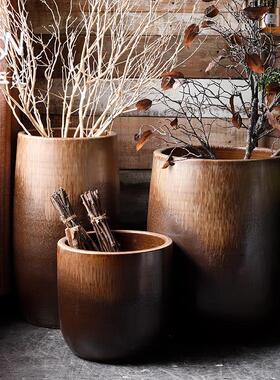 201016流复古陶瓷花盆特口号大家用客厅水培绿宽北欧简约花瓶庭院