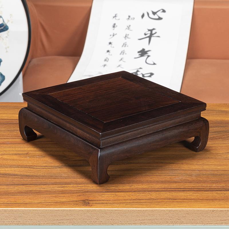 红长方形实质工MSZD03艺品摆件奇石头木香炉佛木花瓶盆景底座展台