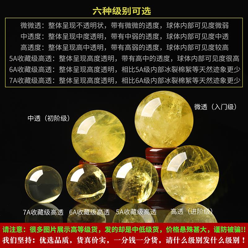高档吉自天成巴西黄然水晶天球摆件原石黄送色招财高端礼工艺品办