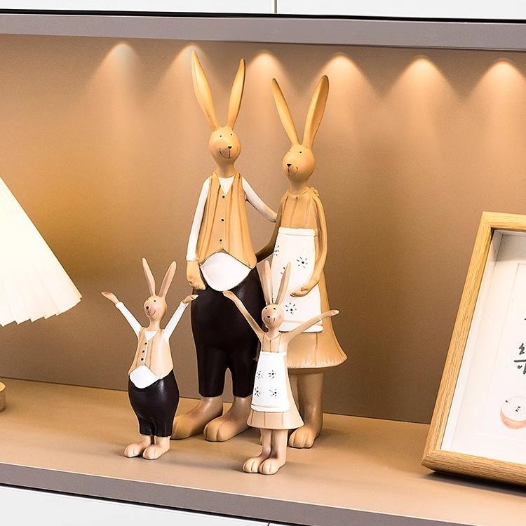 兔子一家创意礼物工艺品客厅8.22办饰公室家居件摆玄关电装视柜高