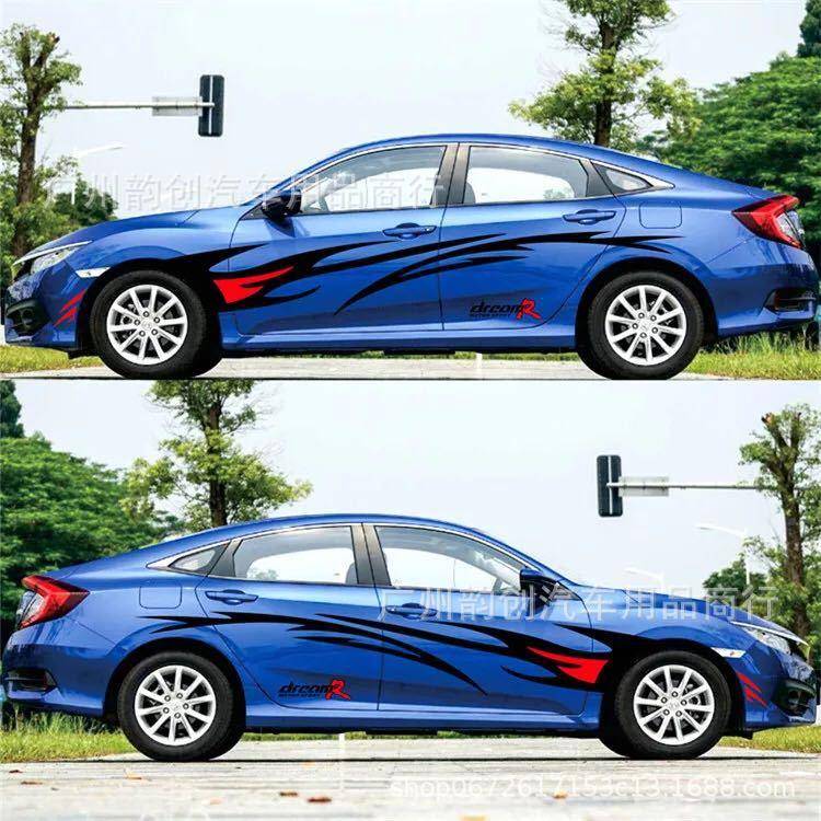 p114p141火焰图改装汽车装饰腾拉花腰线性全车贴纸遮挡划痕车身个