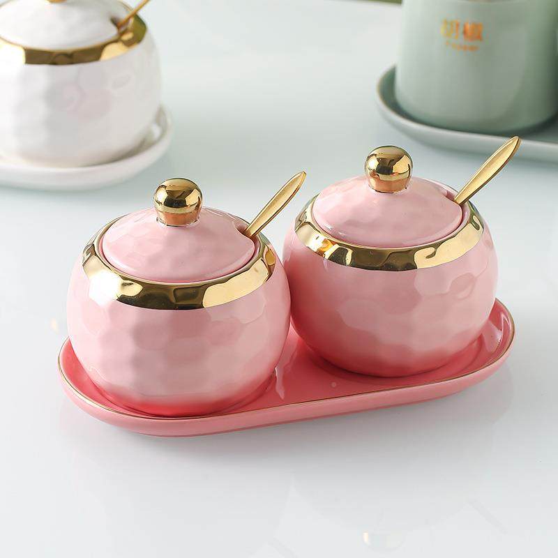 轻奢风厨调料盒家用陶瓷调纳味罐辣APT椒收盐罐餐厅房火锅店佐料