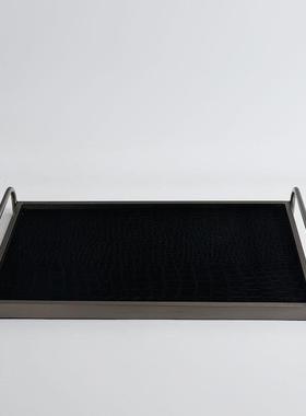 现代极简皮革盘客厅茶几书桌收托摆件酒店部样板纳GD-A1579间售楼