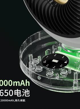 充电摇空气循环扇台头扇电风控扇大风力遥66084定时用桌面卧室家