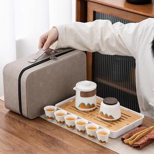 万里瓷山快客杯户外陶便携一旅壶四杯DLX行茶具套装 包随身泡江茶