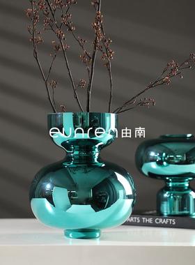 现代简创意镜面约玻璃插花花器摆SID件板间样客厅桌面房花瓶软装