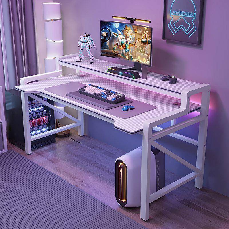 品全屋碳纤纹电竞桌台式105用办公桌桌卧室书架一体桌家办公网咖