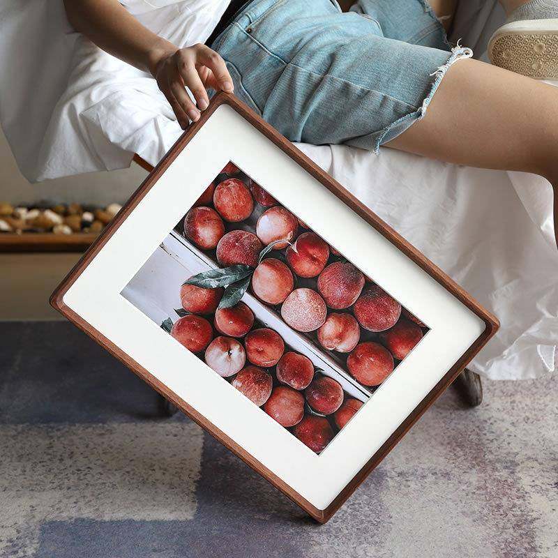 鲁爷实木角画框挂墙画圆角挂墙装裱圆大字画相框24大寸国字画照片