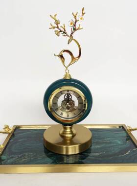 轻奢台式座厅客家NVQ用钟表摆件桌面静时钟简约风小座钟简约音台