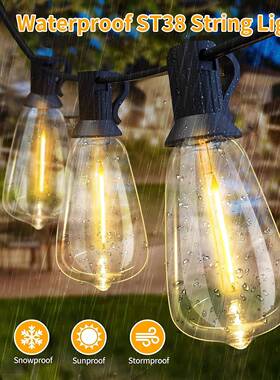 新款太阳能串灯胶塑球泡灯串户外防雨装饰灯节日灯ST彩OBI38