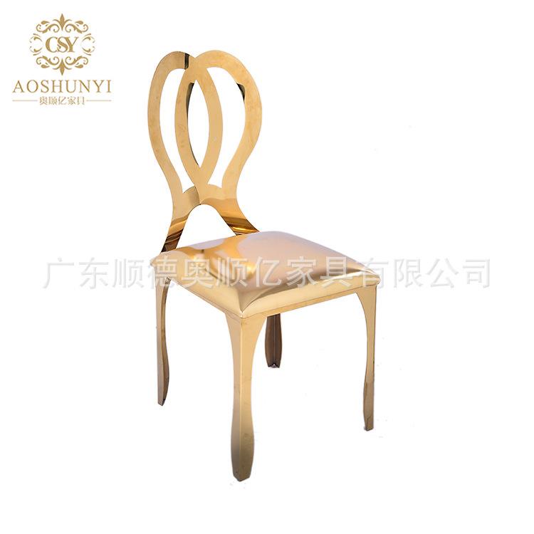 金色不锈钢OHD餐椅简时尚酒绒布约皮凳子后现代店宴餐厅会椅子