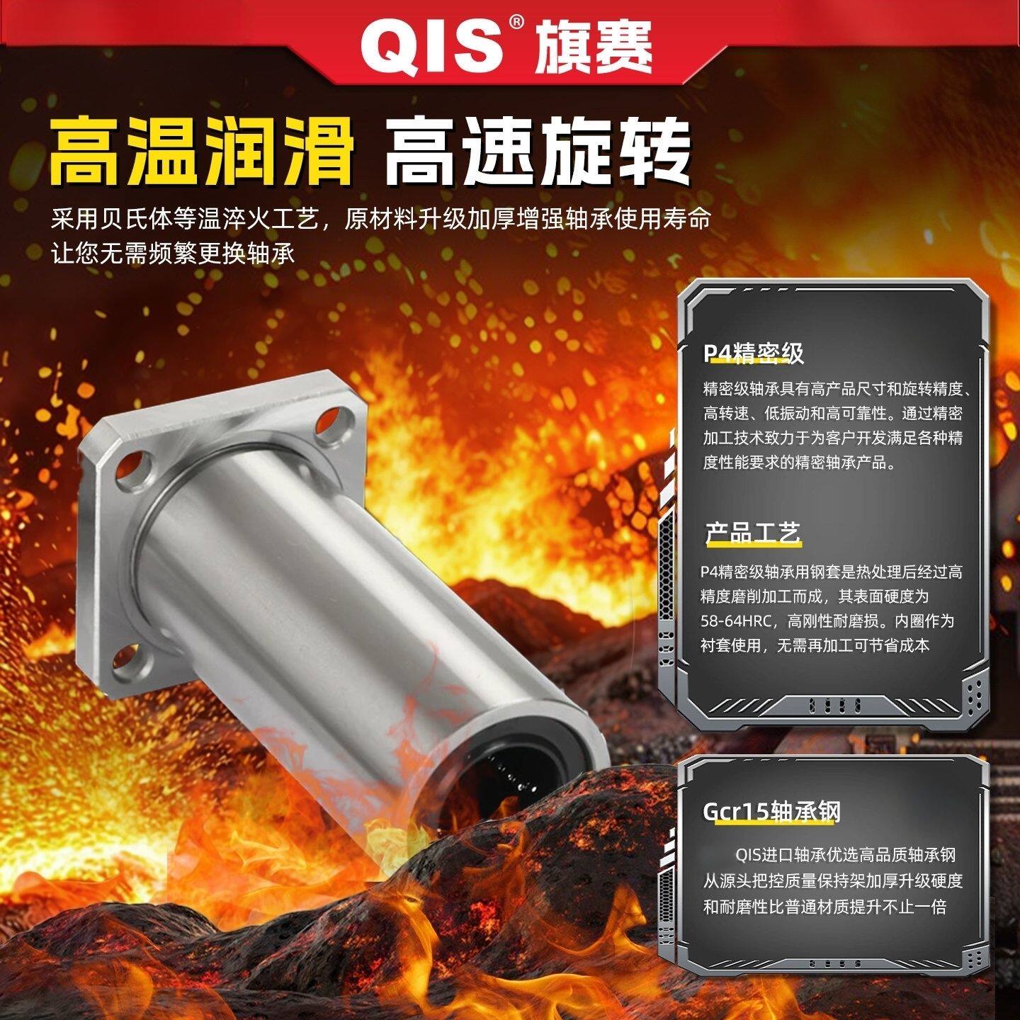 进口圆法兰直线轴承加长电镀LMF80 100LU