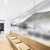 务办公山水贴膜HBK移门现代玻贴商公司玻璃印膜透明打璃印打贴膜