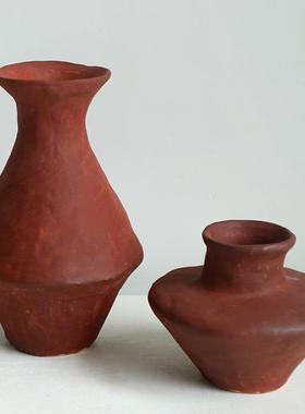 新样术式复古红陶艺陶瓷花器板房售楼ZIN处客中厅玄关书房装饰摆