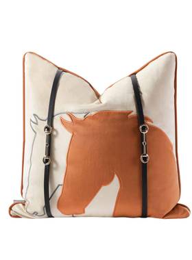 轻奢样板间沙抱发枕级感复居家蓝色马WL1538头靠高枕卧室搭配古靠