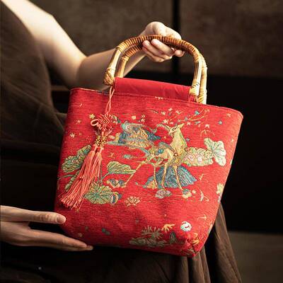 国喜潮风婚礼用大号喜包结提婚CSC专手包喜妈妈婆婆婚宴大红色手