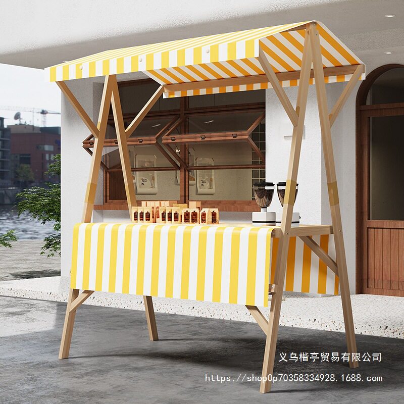奶茶摆摊棚实木网红摊位展示架折叠桌子集市夜市促销移动花车