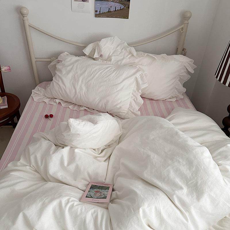色织水洗少女粉色全棉纯棉床品四件套床单被单被套床笠床上三件套,收纳整理,烫衣板及配件,淘宝优惠券,粉丝福利购,淘宝优惠卷