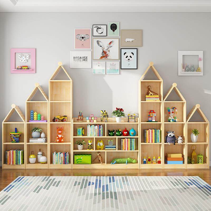现货幼园儿多层儿书柜松木组合置物架柜子卧室房松木儿CGS书童书