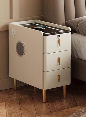 实木超窄智能小型JDF床板头柜轻奢现简约卧室代用家无线充电岩床