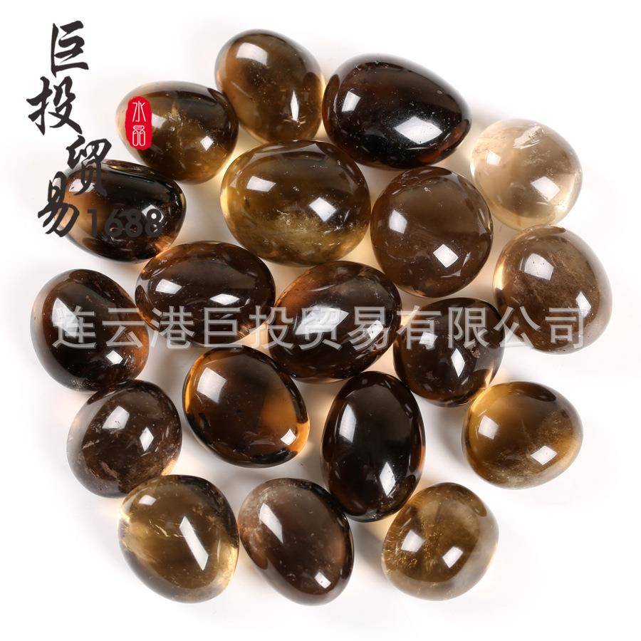 天然颗茶水晶晶滚石大粒一茶消磁石鱼缸造景装饰石707查克拉水晶